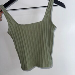 COTTON ON Olive Green Ribbed Tank Top